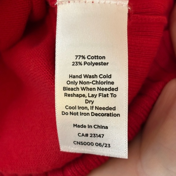 Talbots Beaded Crewneck Pullover Red Cotton Pink Beads - Picture 3 of 8